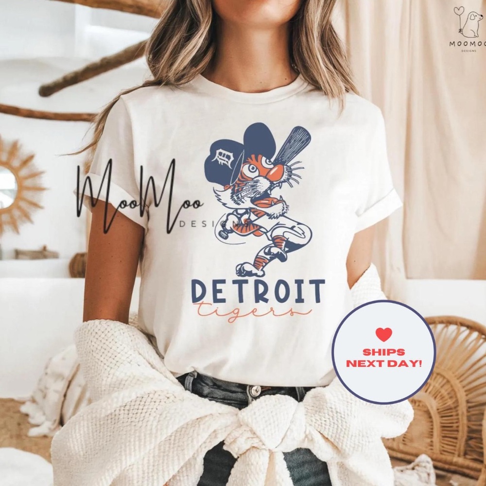 NEW! Detroit Baseball Cartoon Tigers Tee - Adult and Youth